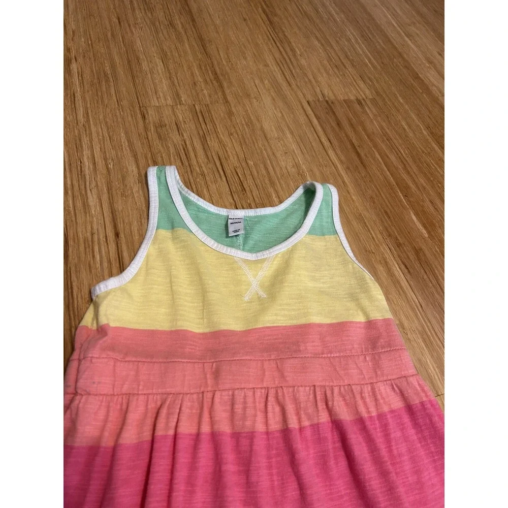 Old Navy Girls Medium Sherbet Color Stripe Maxi Dress Rainbow Beach Summer Comfy